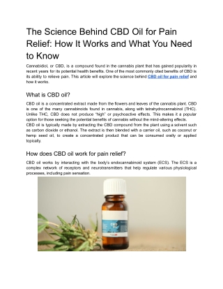The Science Behind CBD Oil for Pain Relief_ How It Works and What You Need to Know