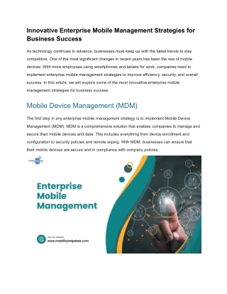 Innovative Enterprise Mobile Management Strategies for Business Success