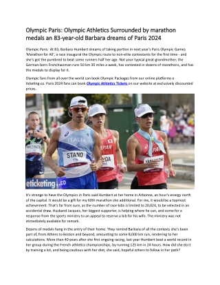 Olympic Paris Olympic Athletics Surrounded by marathon medals an 83-year-old Barbara dreams of Paris 2024