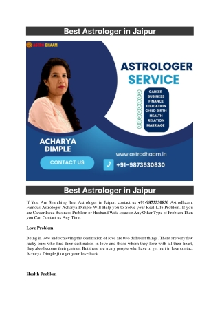 Best Astrologer in Jaipur  91-9873530830