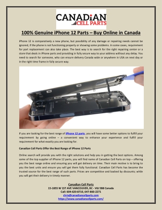 100 Genuine iPhone 12 Parts Buy Online in Canada
