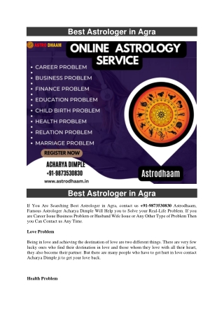 Best Astrologer in Agra  91-9873530830