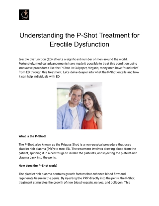 Understanding the P-Shot Treatment for Erectile Dysfunction