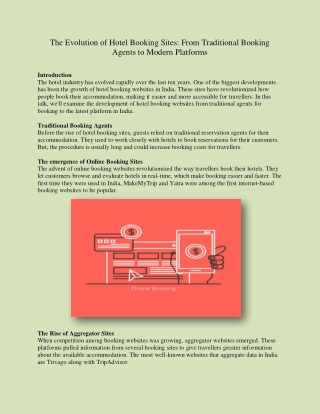 The Evolution of Hotel Booking Sites From Traditional Booking Agents to Modern Platforms