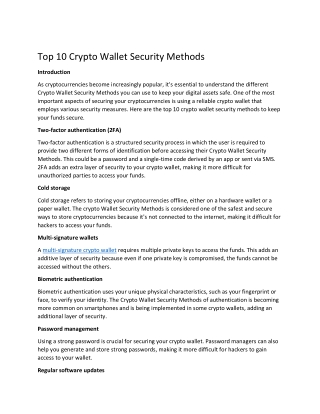 Top 10 Crypto Wallet Security Methods