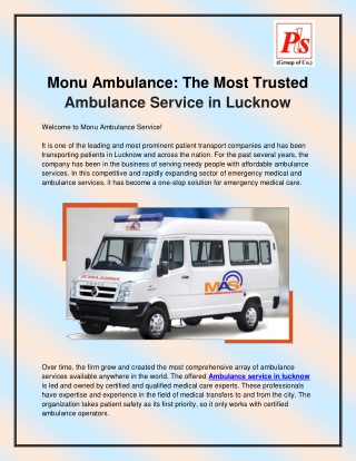 Ambulance service in lucknow