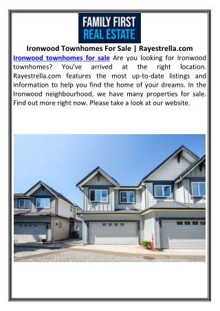 Ironwood Townhomes For Sale | Rayestrella.com
