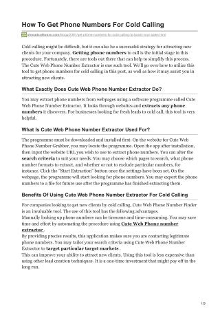 1How To Get Phone Numbers For Cold Calling