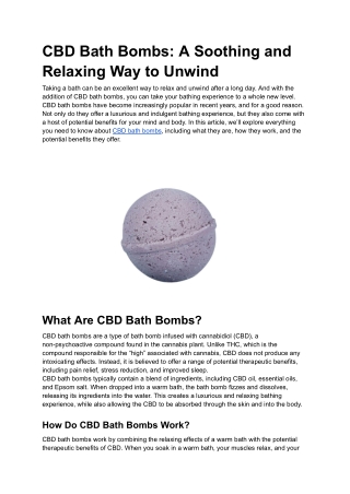 CBD Bath Bombs_ A Soothing and Relaxing Way to Unwind