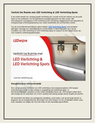 Verlicht Uw Ruimte met LED Verlichting & LED Verlichting Spots