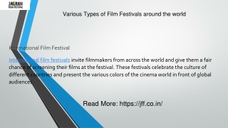 Various Types of Film Festivals around the world