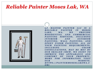 Reliable Painter Moses Lak, WA