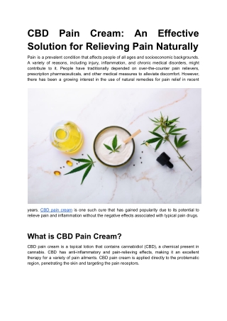 CBD Pain Cream_ An Effective Solution for Relieving Pain Naturally