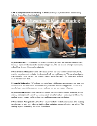 ERP Software For Manufacturing Industry Dubai