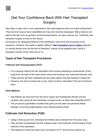 Get Your Confidence Back With Hair Transplant Surgery