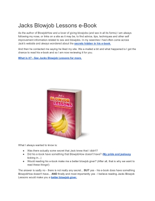 Jacks Blowjob Lessons e-Book