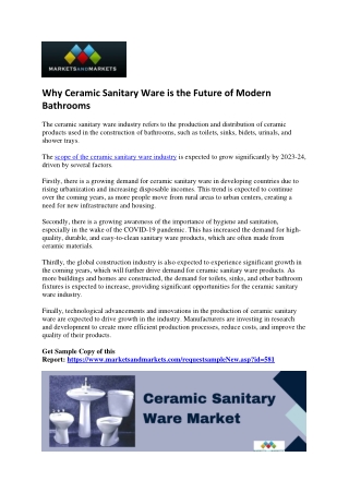 Innovative Designs and Materials: Ceramic Sanitary Ware Market Trends