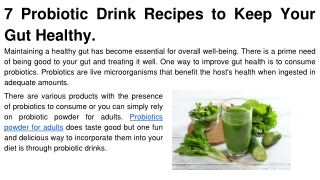 7 Probiotic Drink Recipes to Keep Your Gut Healthy.