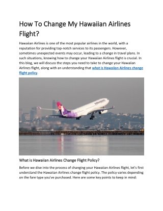 How To Change My Hawaiian Airlines Flight