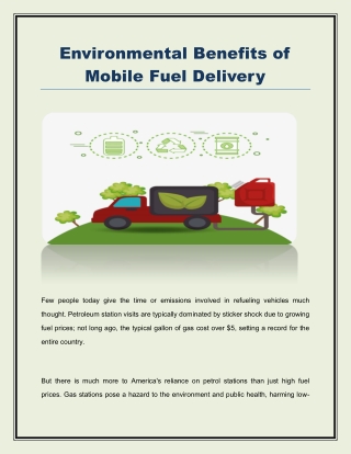 Environmental Benefits of Mobile Fuel Delivery