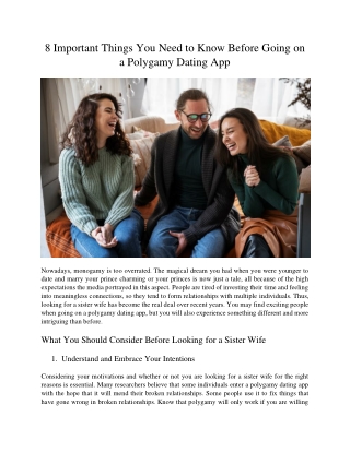 8 Important Things You Need to Know Before Going on a Polygamy Dating App