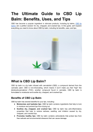 The Ultimate Guide to CBD Lip Balm_ Benefits, Uses, and Tips