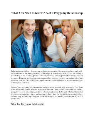 What You Need to Know About a Polygamy Relationship