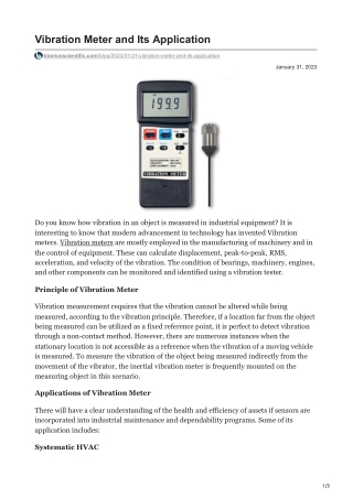 bionicsscientific.com-Vibration Meter and Its Application