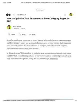 How to Optimize Your E-commerce Site’s Category Pages for SEO _ by Saiful Islam _ Mar, 2023 _ Medium