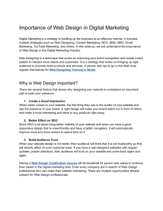 Importance of Web Design in Digital Marketing - Google Docs