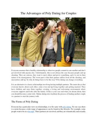 The Advantages of Poly Dating for Couples