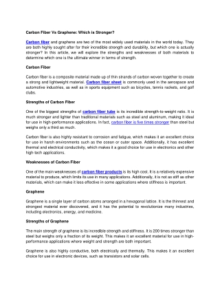 Carbon Fiber Vs Graphene_ Which is Stronger