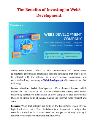 The Benefits of Investing in Web3 Development