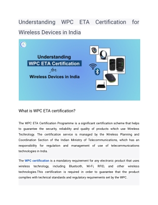 Understanding WPC ETA Certification for Wireless Devices in India