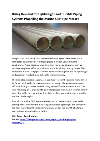 Marine GRP Pipe Market