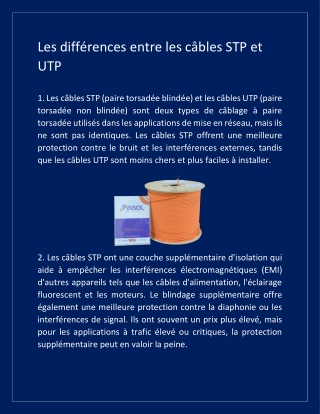 Les différences entre les câbles STP et UTP