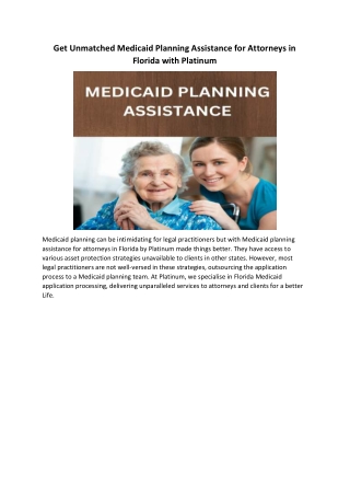 Medicaid Planning Assistance for Attorneys in Florida