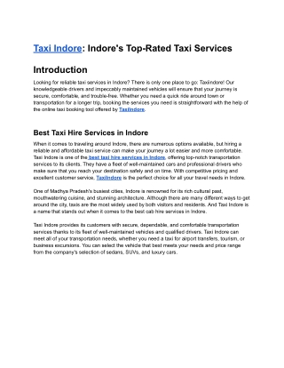 Taxi Indore_ Indore's Top-Rated Taxi Services