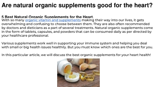 Are natural organic supplements good for the heart_