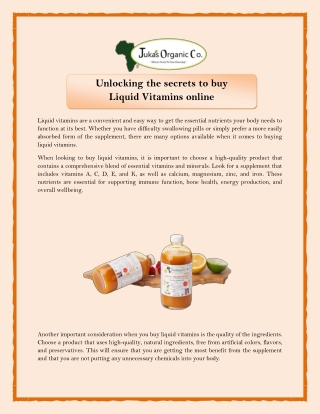 Unlocking the secrets to buy Liquid Vitamins online