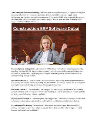 Construction ERP Software Dubai