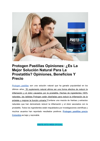 Protogen Pastillas Opiniones_ ¿Es La Mejor Solución Natural Para La Prostatitis