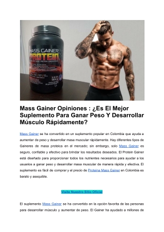 Mass Gainer Opiniones _ ¿Es El Mejor Suplemento Para Ganar Peso Y Desarrollar Músculo Rápidamente