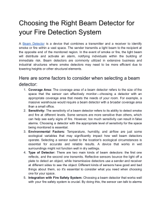 Choosing the Right Beam Detector for your Fire Detection System