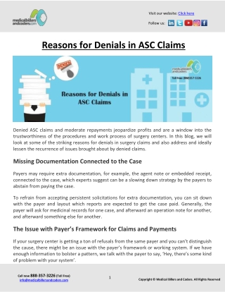 Reasons for Denials in ASC Claims