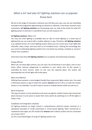 What is IoT and why IoT lighting solutions are so popular Know here