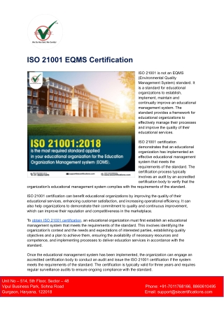 ISO 21001_2018 EQMS Certification