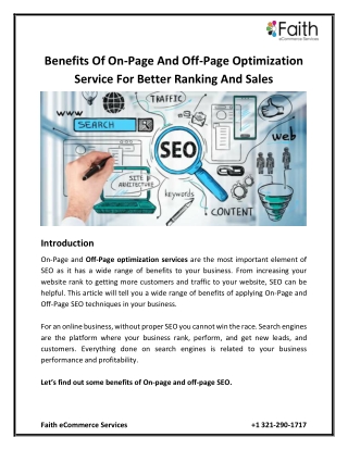 Benefits Of On-Page And Off-Page Optimization Service