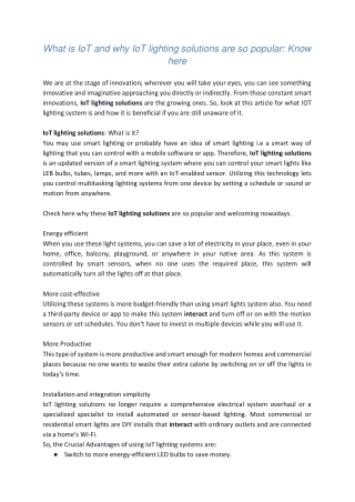 What is IoT and why IoT lighting solutions are so popular Know here