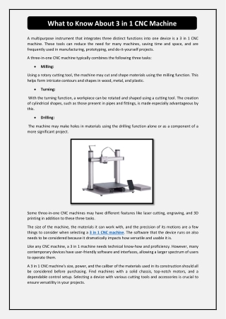 What to Know About 3 in 1 CNC Machine